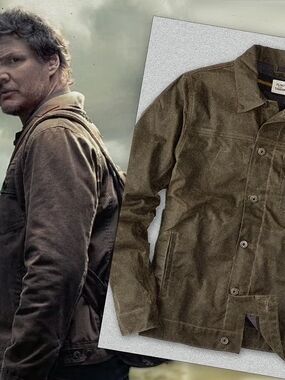 Huckberry Flint and Tinder Men's Flannel-Lined Waxed Trucker Jacket, Havana (S)